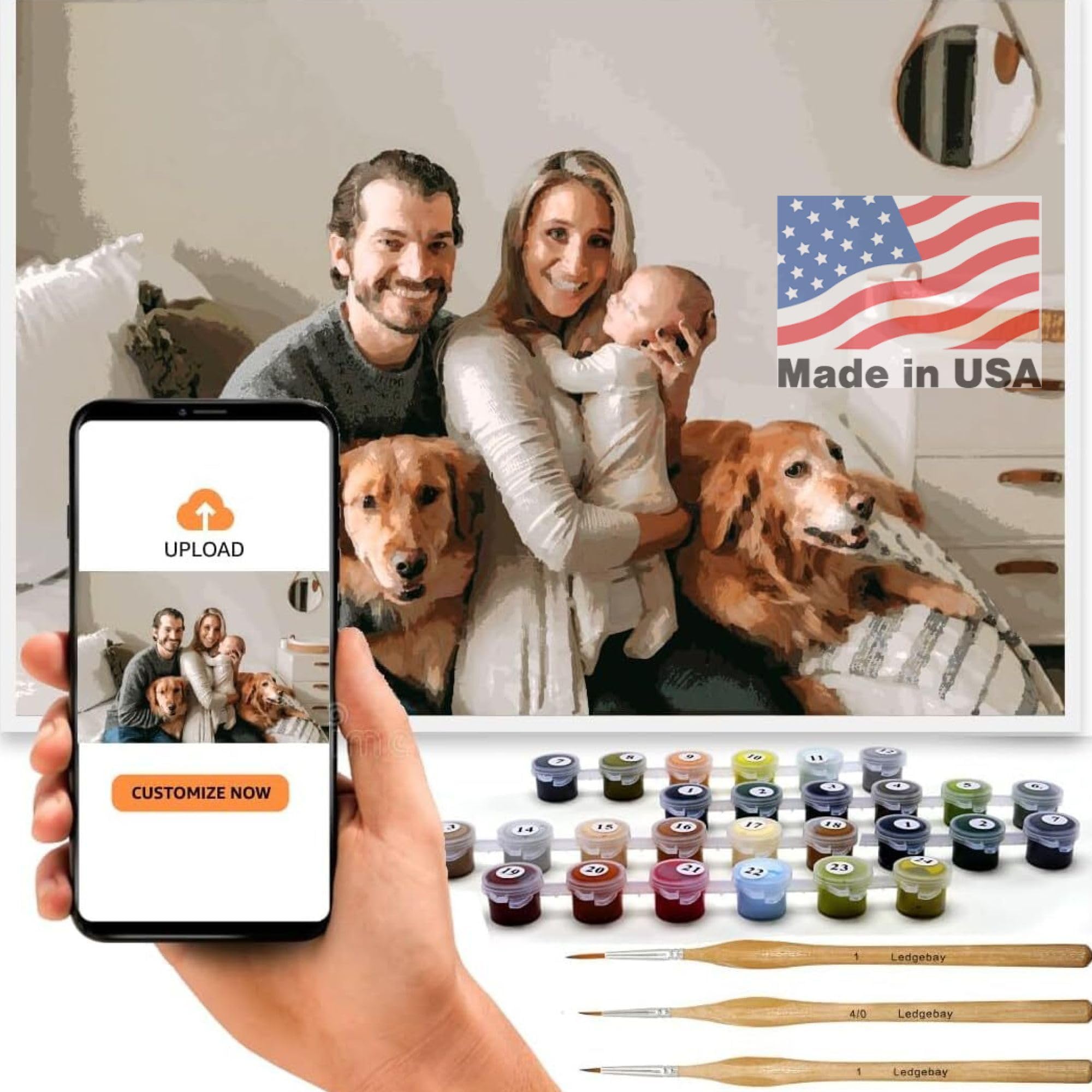 Sponsored Ad - Ledgebay Custom Paint by Numbers Kit for Adults, Color by Numbers for Adults, Adult Paint by Number Kits, Paint by Numbers Kit for Adult, Made in USA (Unframed 12"x16")