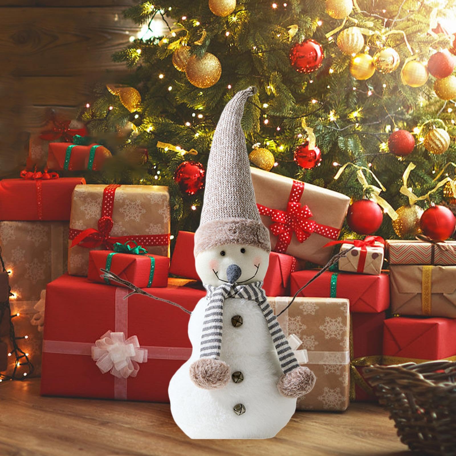 Adorno de Navideño, Adorno de Escritorio, Decoración Navideña con Bufanda, Sombrero, para Dormitorio, Fi, 60cmx25cmx14cm