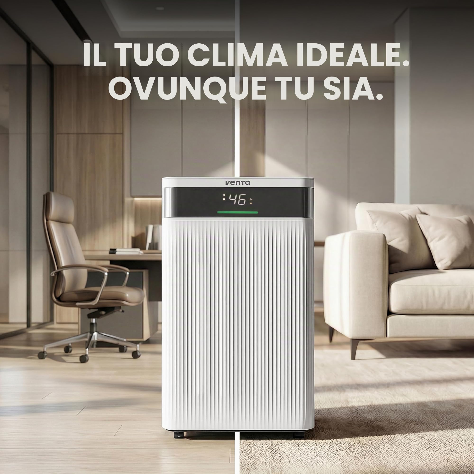 Venta AD100 - Deumidificatore con funzione ionizzatore, 20 l/giorno, serbatoio da 4,5 l, per ambienti fino a 40 m²/100 m³, controllo automatico dell'umidità, modalità lavanderia, R290