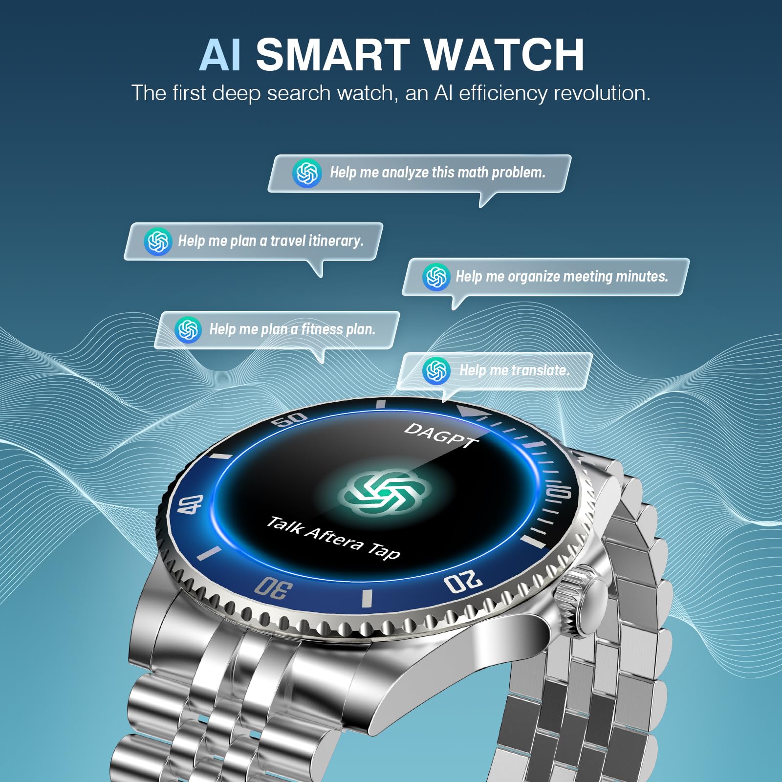 AI Smartwatch Herren, 1,19'' AMOLED Smart Watch mit Bluetooth Anrufe, 107 Sportmodi Fitnessuhr mit Herzfrequenz Schlafüberwachung Schrittzähler, IP67 Wasserdicht Runde Uhr für iOS Android Silber