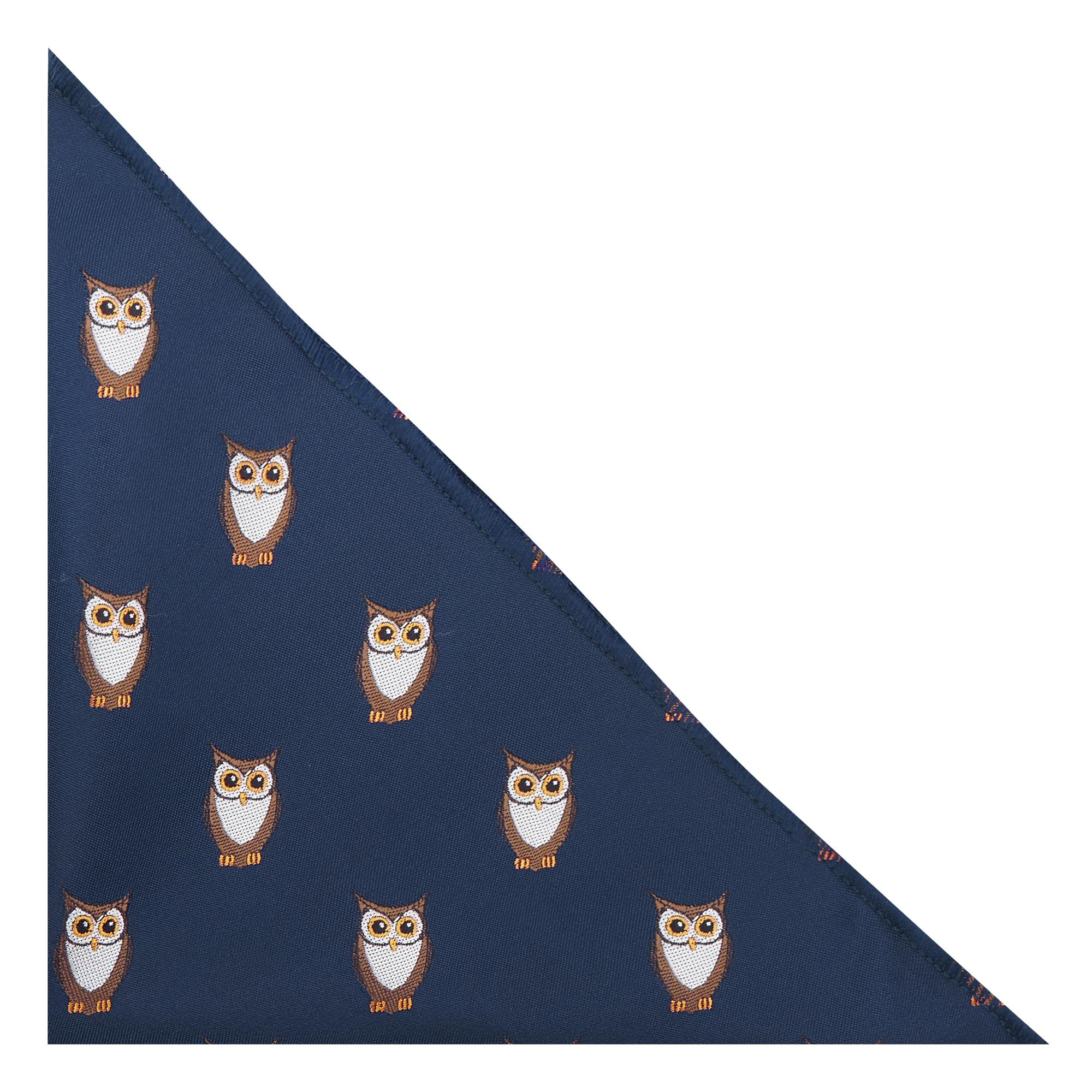King & Priory Navy Blue Embroidered Owl Pocket Square, Handkerchief
