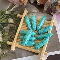 Vista 4 de QINJIEJIE Juego de 20 piezas de varitas de cristales turquesa, piedras sanadoras, puntas de cristal a granel, gemas hexagonales pulidas, piedras