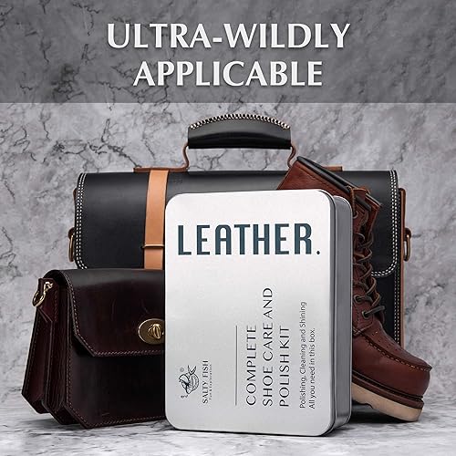 Miniatura 4 de SALTY FISH Kit de 13 esmaltes de zapatos, kit de abrillantador de zapatos de cuero para cuidado y limpieza de zapatos, con estuche de metal, 3