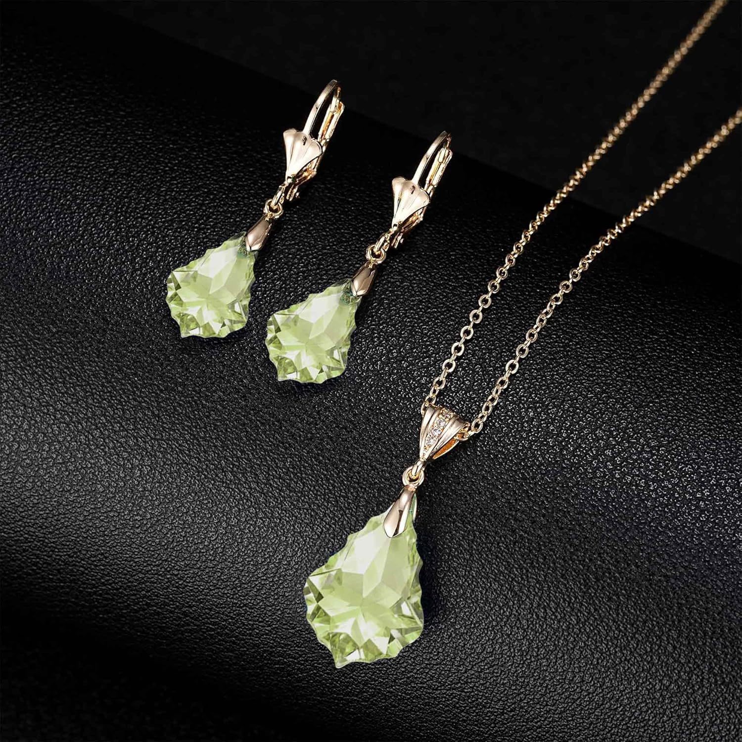 EVEVIC Austrian Crystals Baroque Pendant Necklace for Women 14K Gold Plated Hypoallergenic Jewelry Gift - Image 2