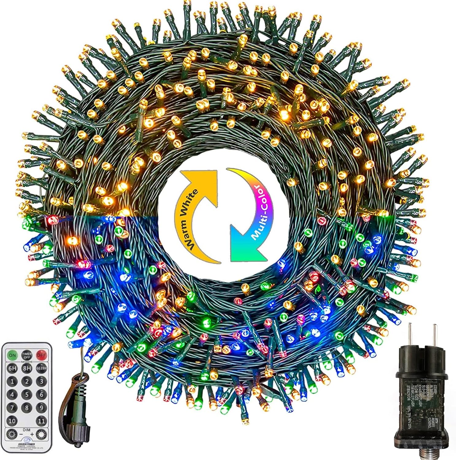 Quntis Intelligente kerstverlichting, 30 m, 300 leds, kleurrijke lichtketting met 16 miljoen kleuren, 200 modi en timer, led-kerstdecoratie, voor buiten, binnen, tuin, feest
