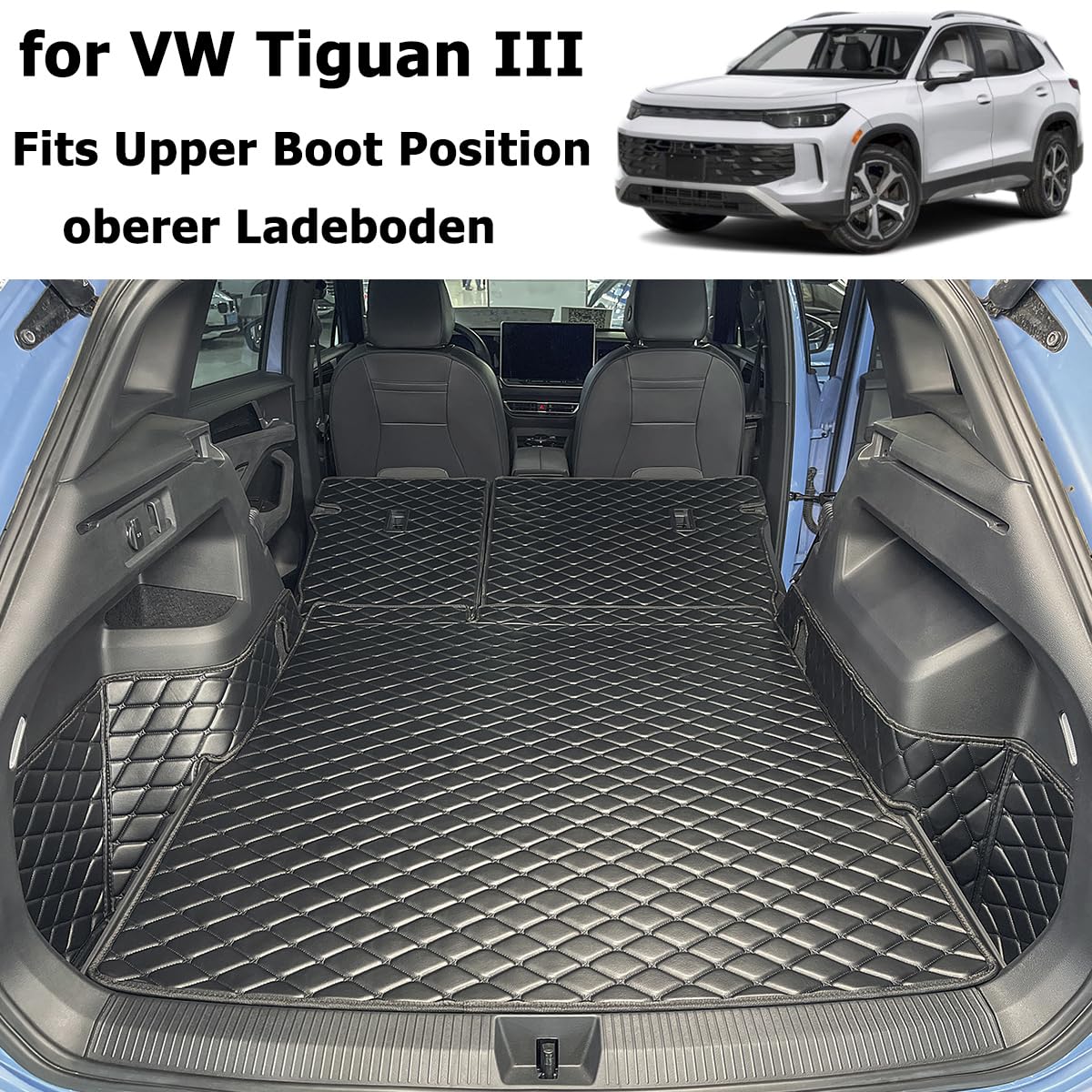 Kofferraumwanne für VW Tiguan III 2024-2026 (Ohne Plug-in-Hybrid) | (oberer Ladeboden) Kofferraummatte Kofferraumabdeckung