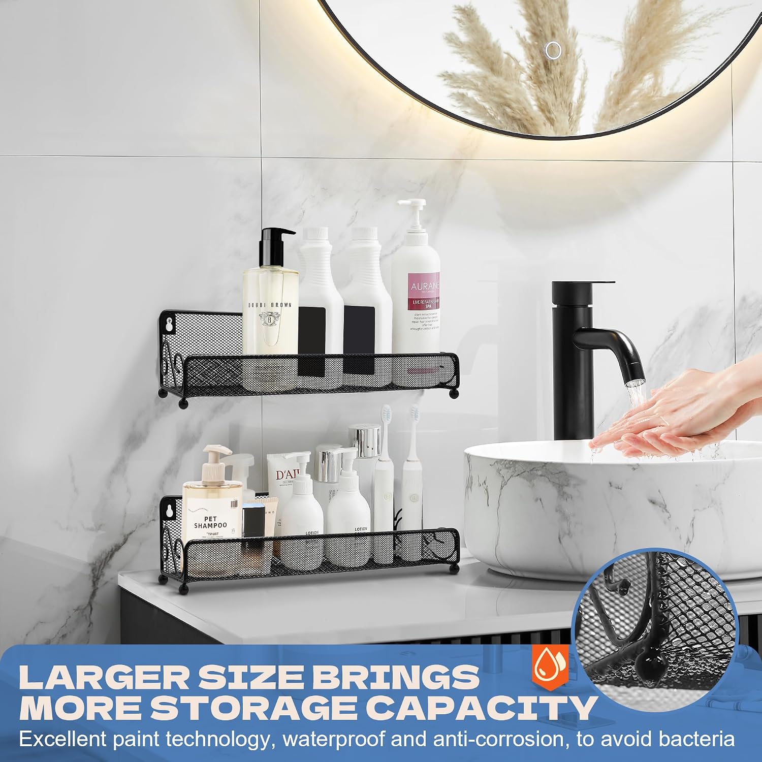 2 pack spice rack organizer for wall mounted or countertop , Jars Storage Organizer, Cabinet Holder, kitchen metal spice seasoning storage for RVs, Cabinet, Pantry Doors, Bathroom, Shower, Home Decor