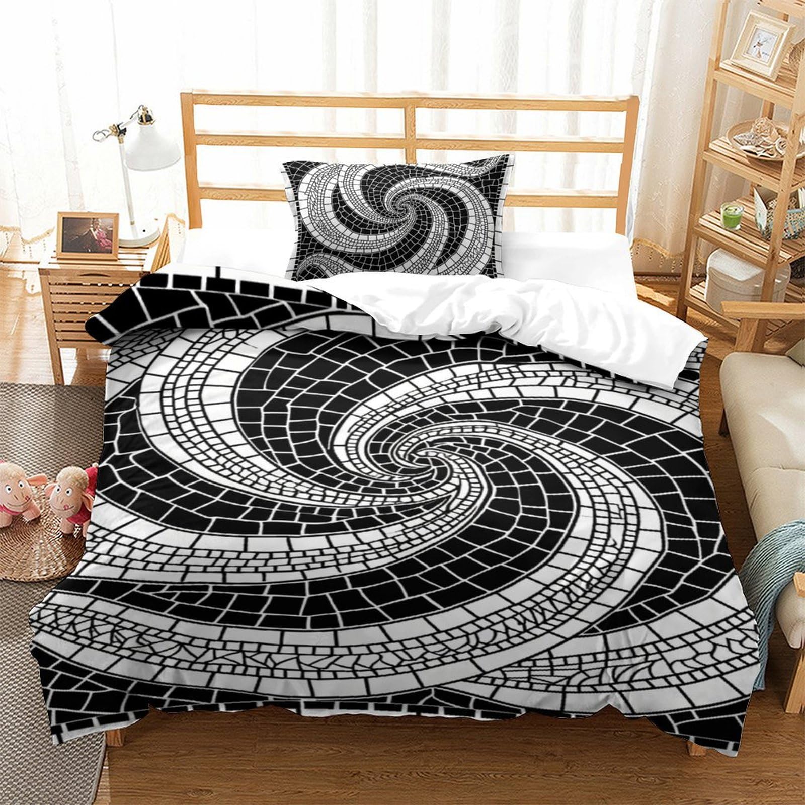 Parure de lit microfibre super douce 135x200cm housse de couette imprimé 3D stripes drap single
