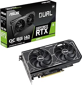 ASUS Dual NVIDIA GeForce RTX 3060 Ti OC Edition - Tarjeta Gráfica (PCIe 4.0, 8GB GDDR6X, HDMI 2.1, DisplayPort 1.4a, diseño de 2 ranuras, ventilador Axial-tech, tecnología 0dB)