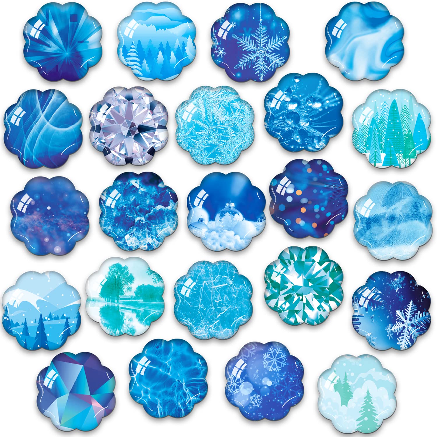 MORCART 30Pcs Snowflake Pattern Fridge Magnets - Strong Refrigerator Magnets for Office, Cabinets, Whiteboards, Decorative Magnets, Cute Locker Magnet