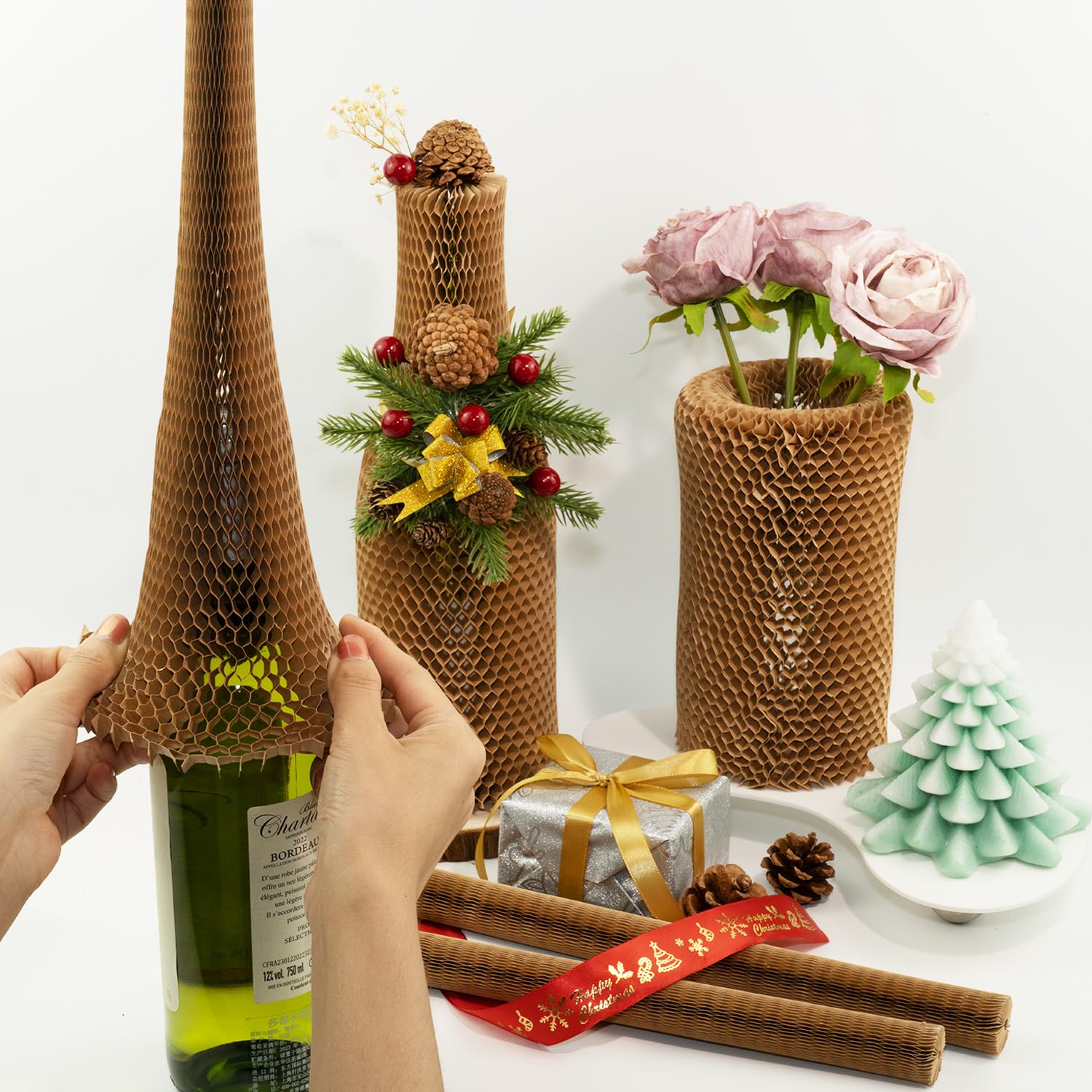 Paquete de 12 Fundas Protectoras de Burbujas de 35 cm para Mudanzas, Papel de Embalaje de Panal, Frascos de Vidrio, Botellas de Vino, Materiales de Envolturas