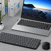 OMOTON Wireless 2.4GHz AZERTY Billentyűzet Numerikus Billentyűzettel PC Windows Számítógéphez Csendes Fekete 8