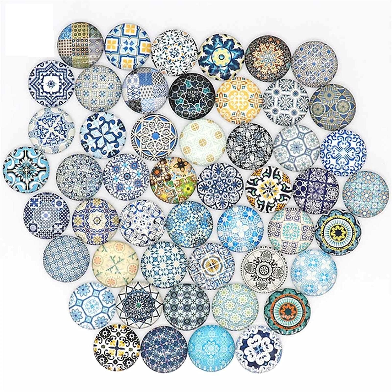 10mm Round Multicolor Glass Mosaic Tiles for DIY Crafts Pack of 100 or 200 Pcs(A,200PCS)