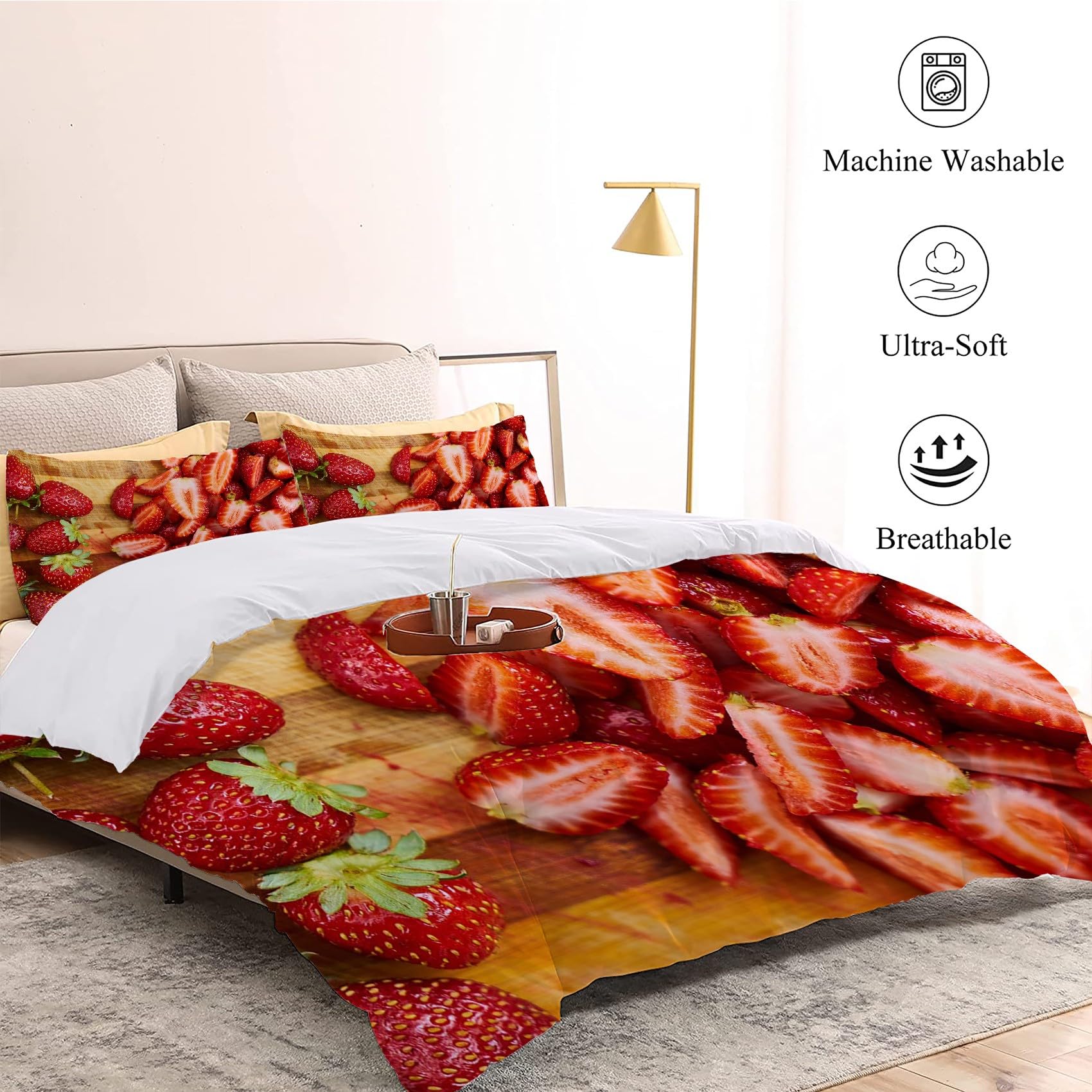 Amazon｜掛け布団カバー フルーツ布団カバー いちご け布団カバー 暖
