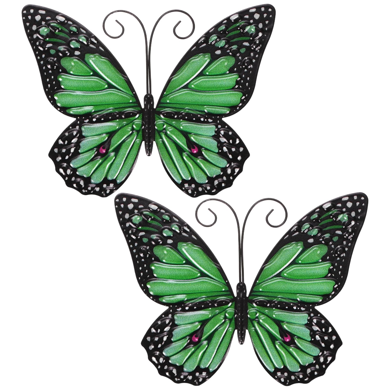 M METERXITY 2-Pack Metal Butterfly Wall Decor, 6.3x4.7 Iron Butterfly Decorative Wall Art Sculpture Hanging Decoration for Indoor/Outdoor/Garden/Patio/Room Decoration [Green]