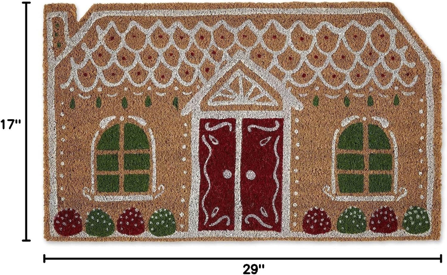 DII Christmas Welcome Mat Outdoor Natural Coir Doormat & Porch Décor, 17x29, Gingerbread House