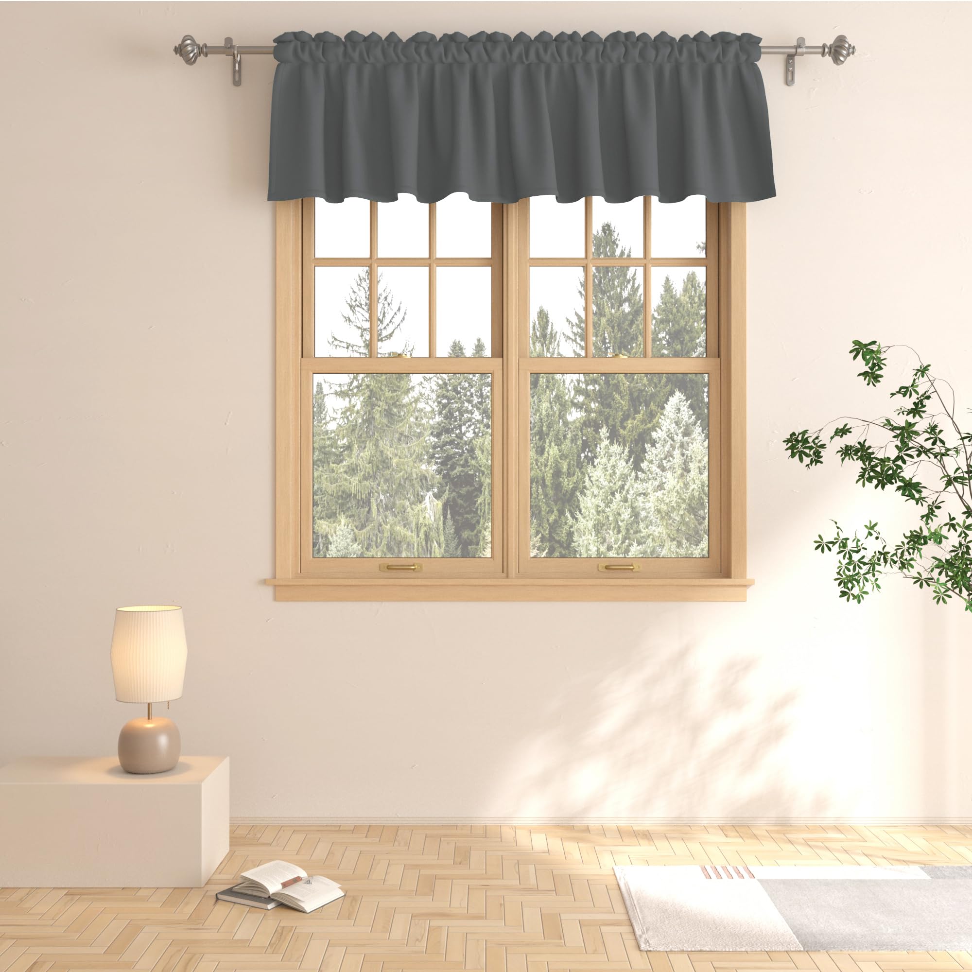Rideaux de cantonnière occultants de 35,6 cm gris pour fenêtre de chambre
