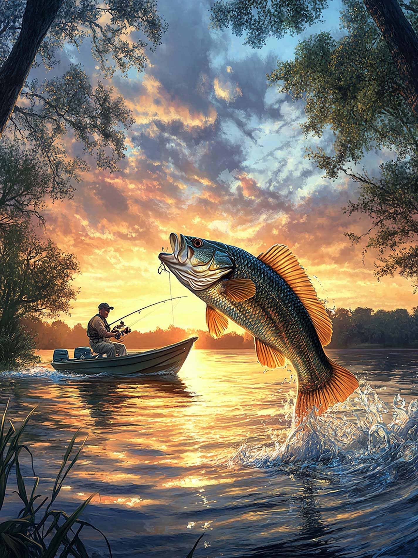 VAIIEYO 5D DIY Diamond Painting Fish, Diamond Art Kits Adults Animal, Paint with Round Full Drill Crystal Rhinestone Diamonds Gem Art for Home Wall Decoration Gift 12X16 Inch-74