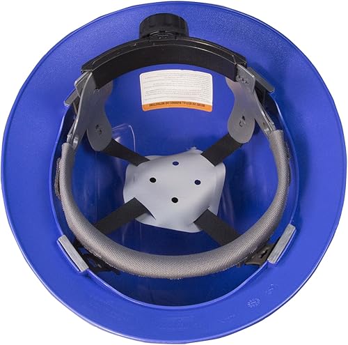 Miniatura 3 de JORESTECH Casco de seguridad de ala completa de HDPE azul con suspensión de trinquete ajustable de 4 puntos para el trabajo, el hogar y protección