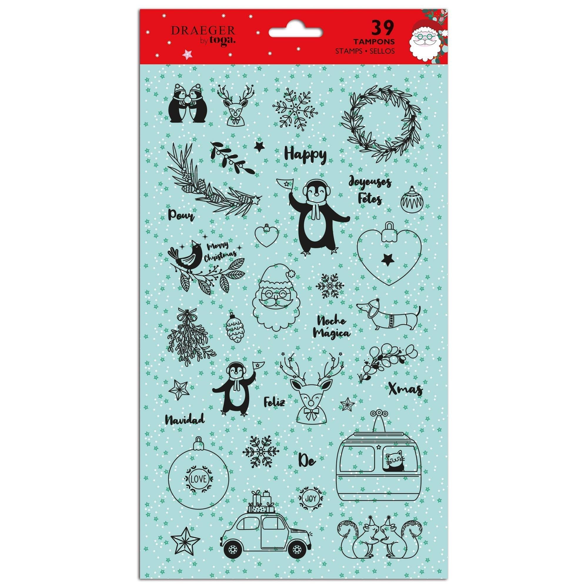 DRAEGER Paris 1886 Christmas Clear Stamps, 17 x 31 cm, Set of 5
