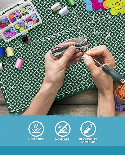 Vista 11 de G+ Alfombrilla de corte reversible autorreparable – A3 de 12 x 18 pulgadas para tela; tabla de cortar de doble cara para coser, manualidades, Rosa