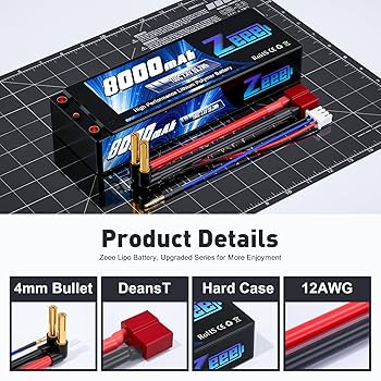 Amazon.com: Zeee 2S 8000mAh Lipo Battery 7.4V 100C Hard Case