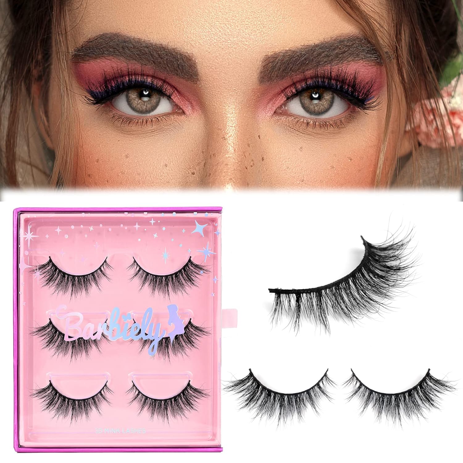 Amazon.com: Barbiely 16MM Mink Eyelashes, 3 Pairs 3D Mink Lashes, Criss