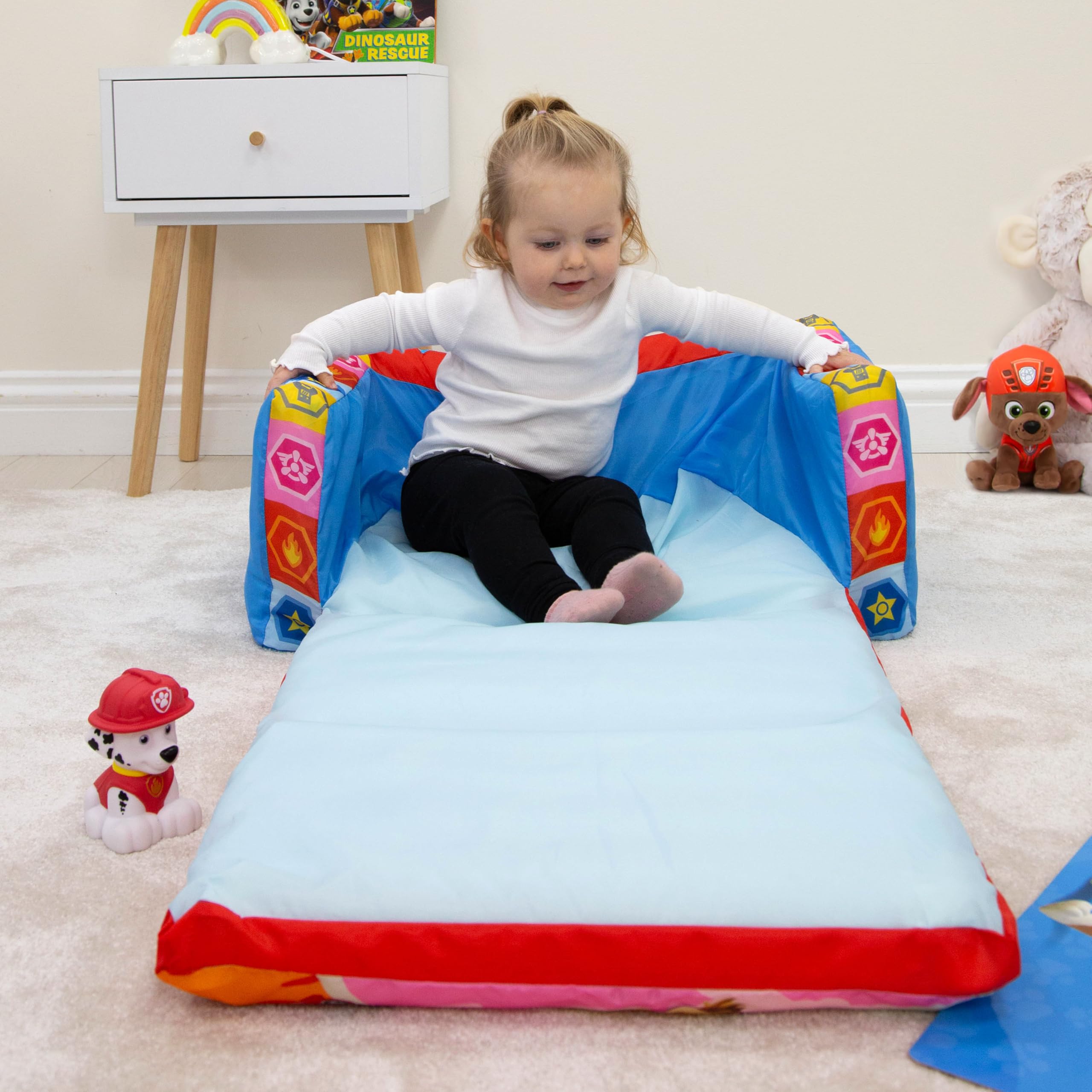 Mini sofá Plegable Oficial de la Patrulla Canina 2 en 1 para niños, sofá Inflable y Tumbona Plegable para niños, sillón Cama para Dormitorio, Sala de Juegos