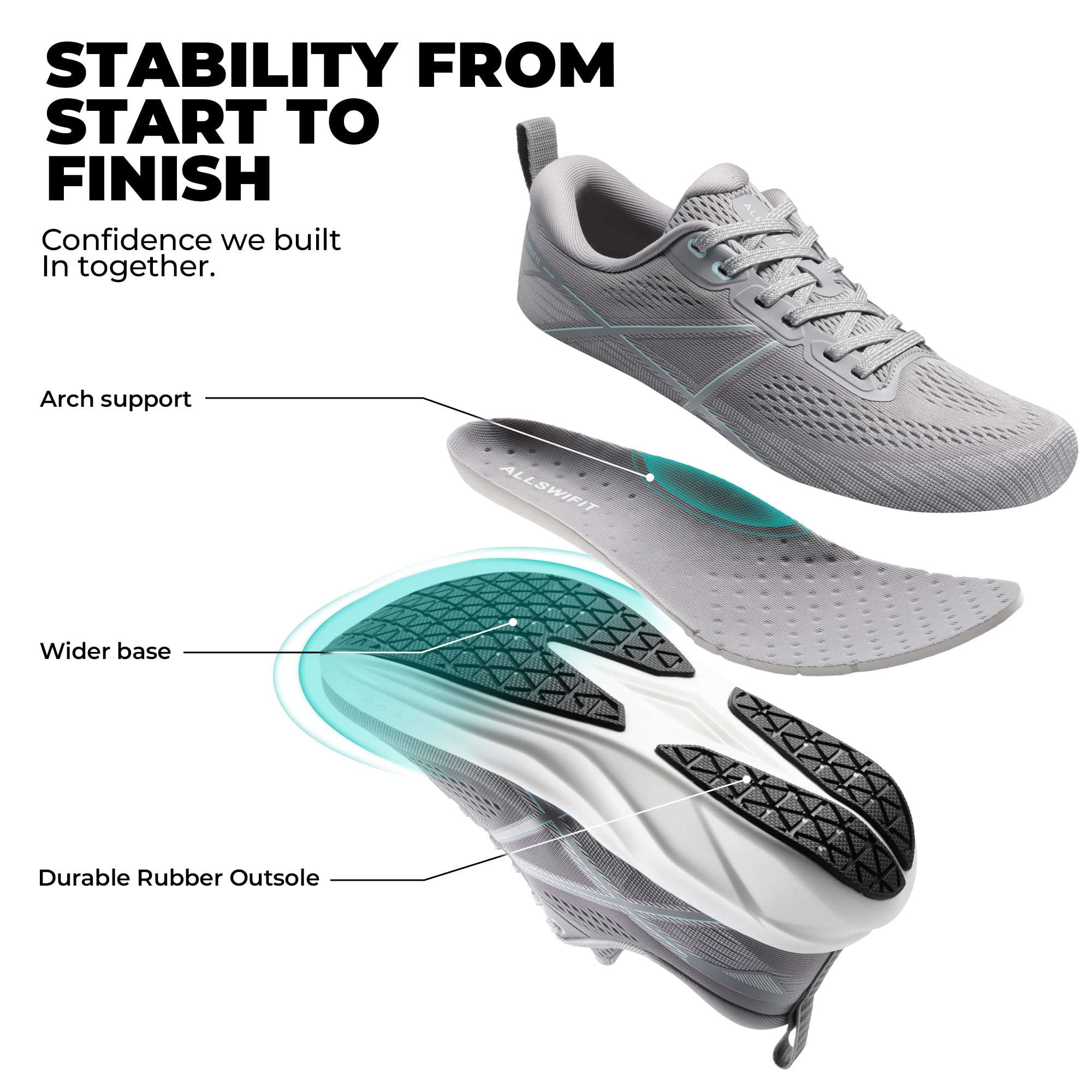 ALLSWIFIT Scarpe da corsa da donna con cuscino scarpe da tennis antiscivolo comode leggere palestra allenamento atletico supporto arco scarpe da ginnastica da passeggio