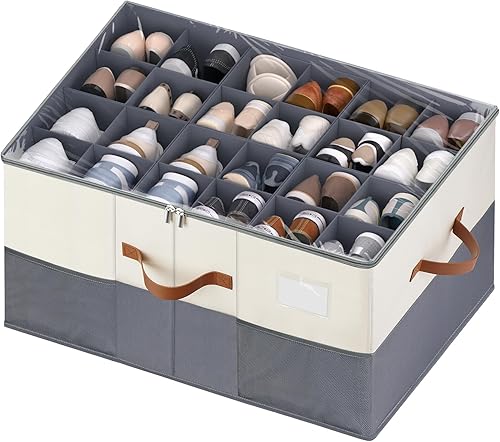 Miniatura 1 de Organizador de zapatos para armario, 1 paquete de contenedor de almacenamiento de zapatos con divisores ajustables, caja de zapatos que ahorra