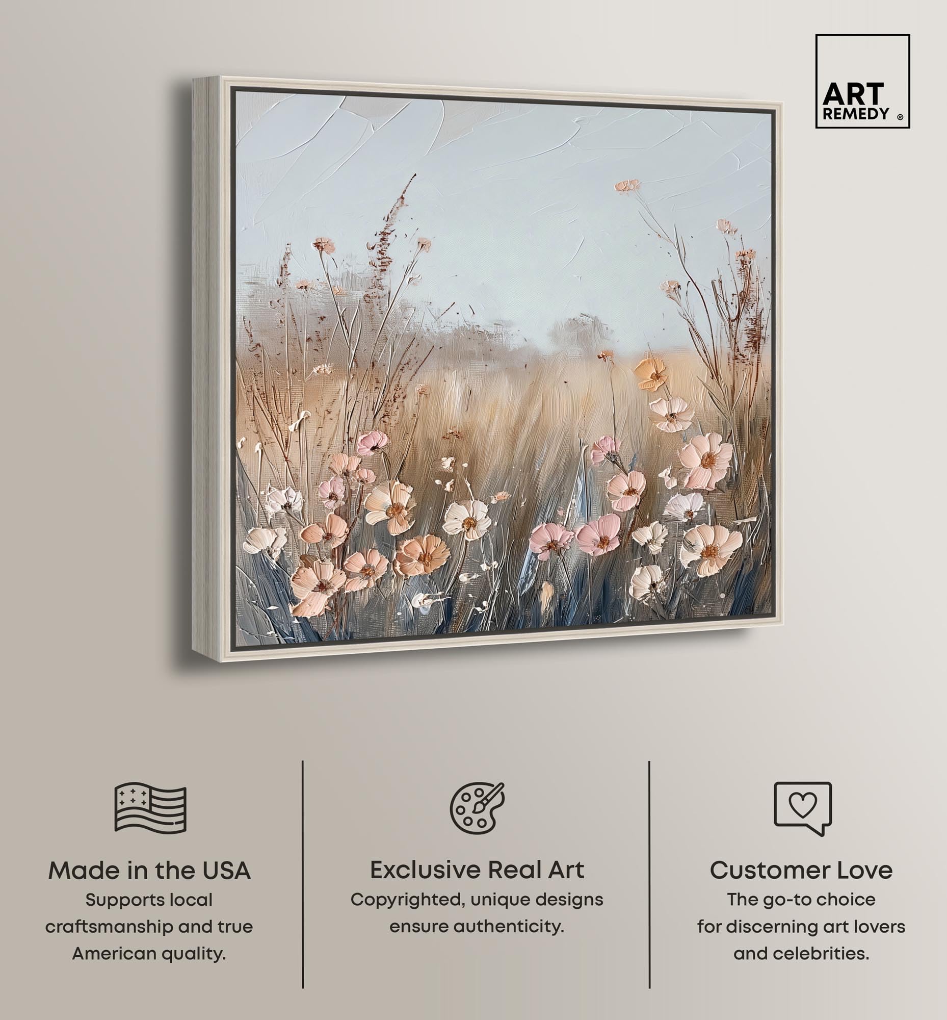Art Remedy Muskatnuss-Blumen-Fusion-Leinwand, Bauernhaus-Blumenkunst, silberfarbener Rahmen, 76,2 x 76,2 cm