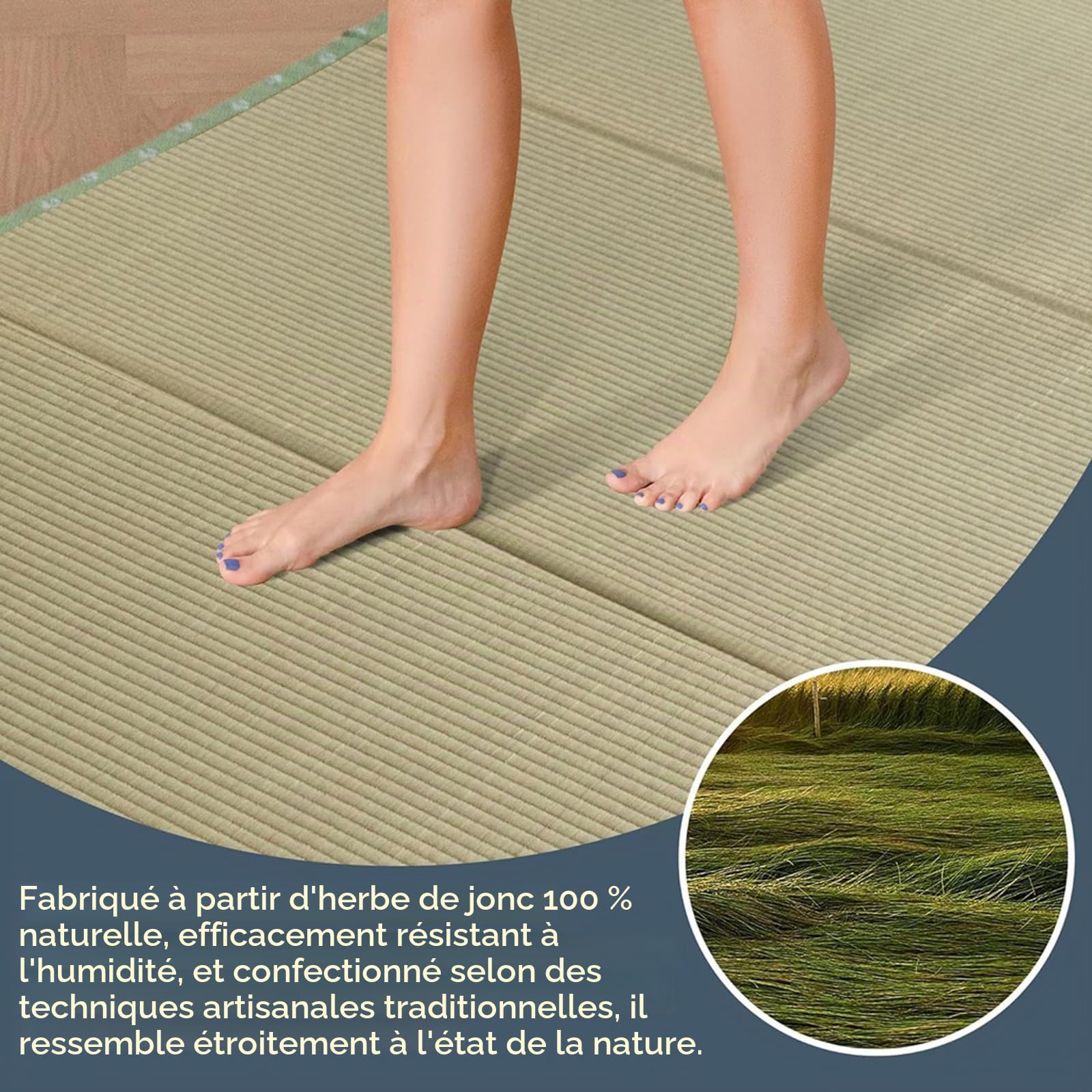 Tatami Traditionnel Japonais – 4 Plis, Matelas Futon Ferme Et Confortable, Herbe Verte Naturelle – Idéal Pour La Méditation, Le Yoga, La Salle Zen, Le Salon De Thé Japonais(Size:90x200x3.5cm)