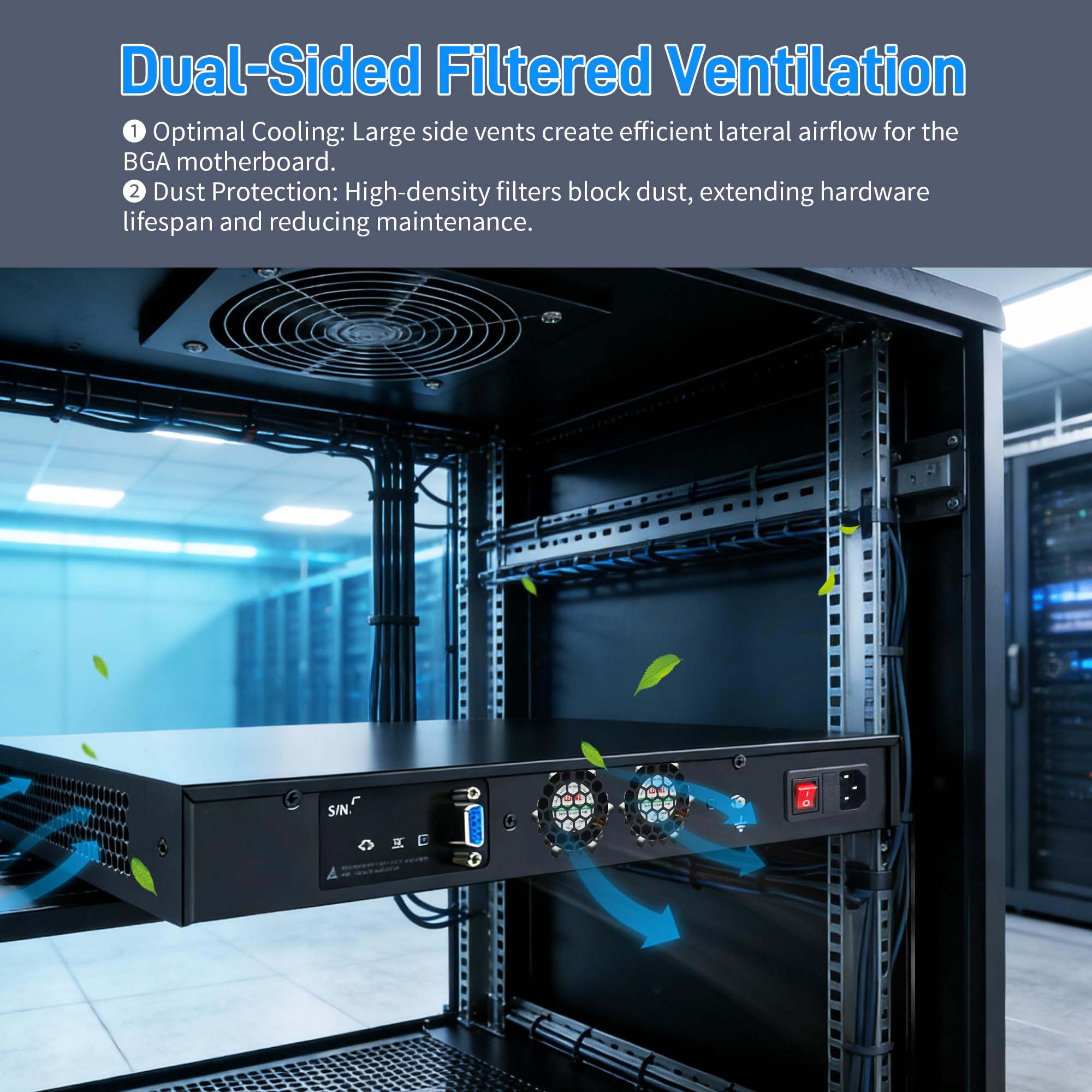 CWWK 1U Firewall Appliance, Rackmount Router Hardware, 4 x 2.5GbE i226-V, N3160 13" Rack PC, 8GB RAM 64GB mSATA SSD, Compatible with OPNsense, Homelab Network Server, AES-NI