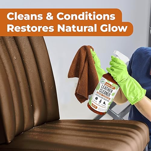 Miniatura 4 de Mighty Mint Limpiador y acondicionador de cuero, a base de plantas, spray hidratante para limpiar y proteger artículos de cuero, aroma natural de