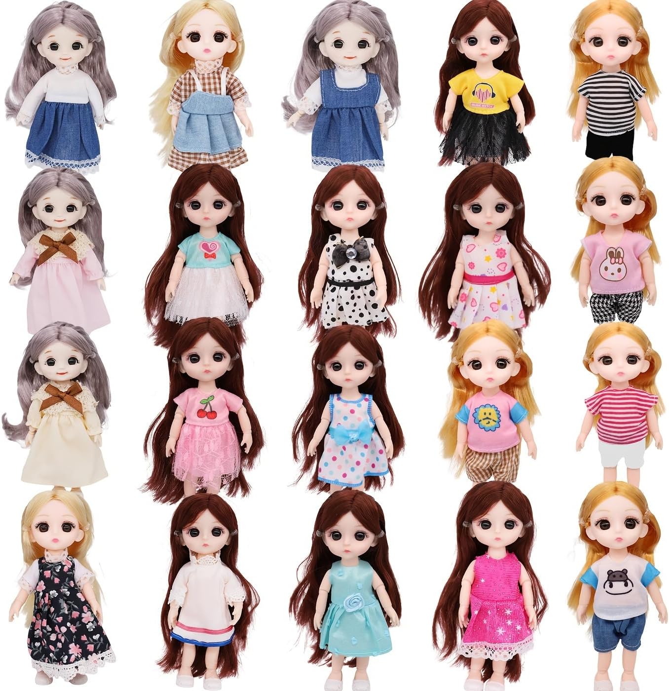 Lembani 20 Sets 6 inch Chelsea Doll Clothes Accessories 15 Dresses 5 Outfits for Kids Christmas Birthday Gifts