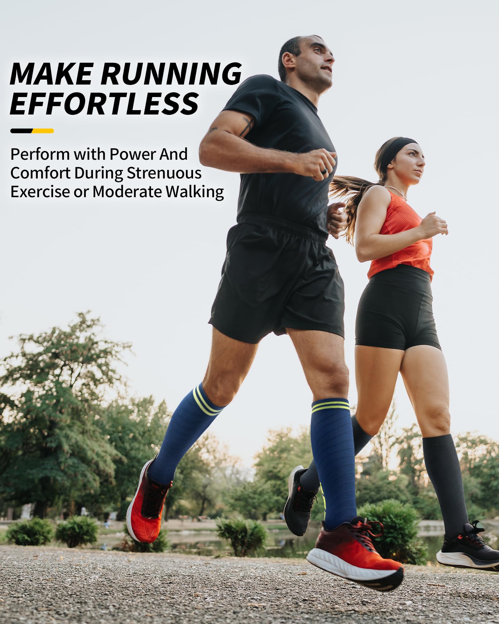 CAMBIVO CS60 Bas de Contention Femme Homme 3Paires, Chaussettes de Compression 20-30mmHg, Chaussette Contention Classe 2, pour Circulation Sanguine, Course a Pied, Voyage Avion, Sport, Running