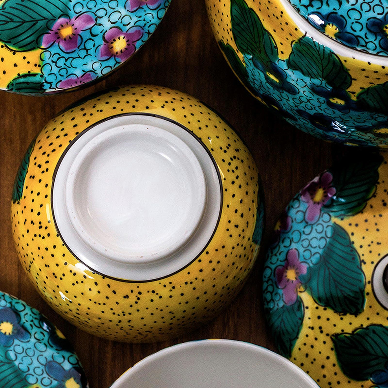 CAPIJIONG Creative Flower - Juego de té de cerámica japonesa Kung Fu para té de la tarde en casa, flor Ziyang, una olla de cinco tazas de tapa, té,