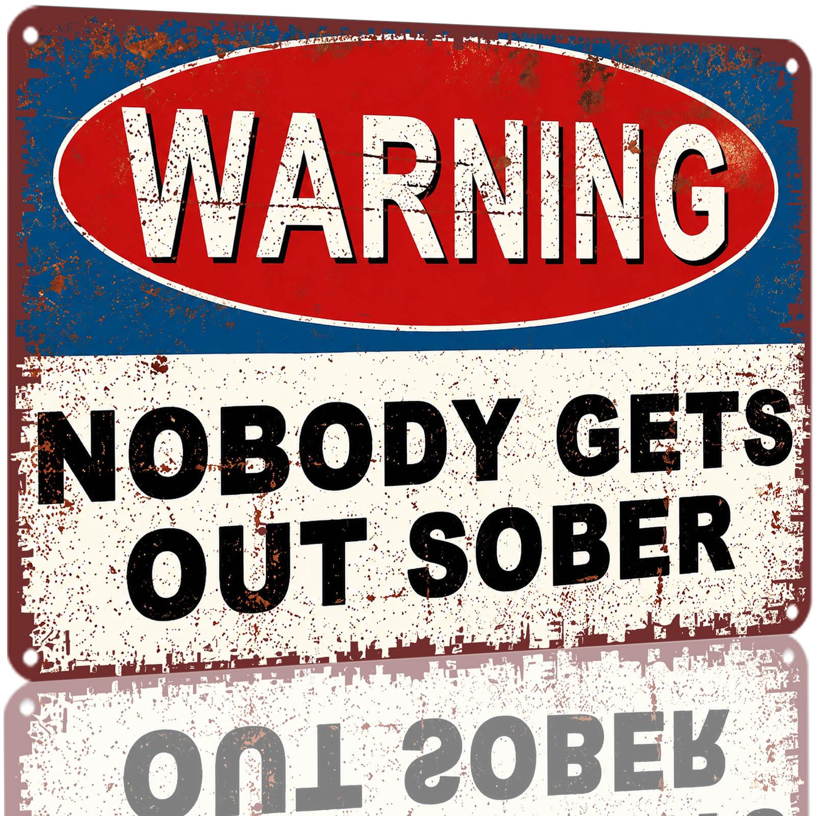 Kwqdozf As Pic Vintage Warning Nobody Getssober Metal Tin Sign 8X12 Inch Aluminum Wall Dec