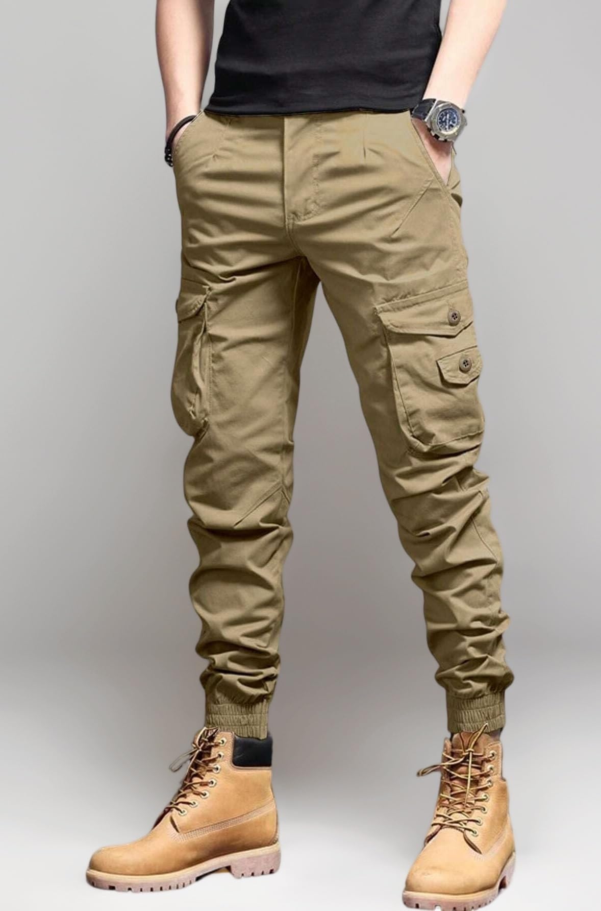 Lymio Cargo for Men | Cotton Cargo Pant | Drawstring Waist Pant (Also Available in Plus Sizes)(09-12)