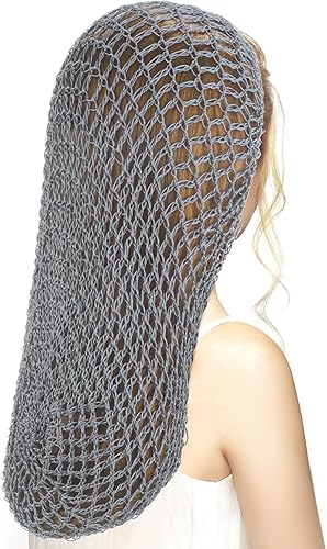 Miniatura 4 de Waydress 3 piezas de malla de ganchillo de pelo de rayón tejido de red de punto de redecilla de 20 pulgadas gorro de dormir de ganchillo para