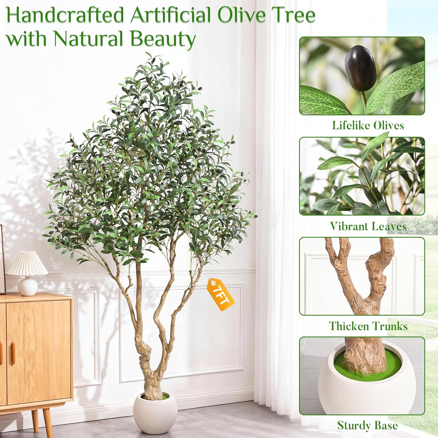 人工オリーブの木とポット。