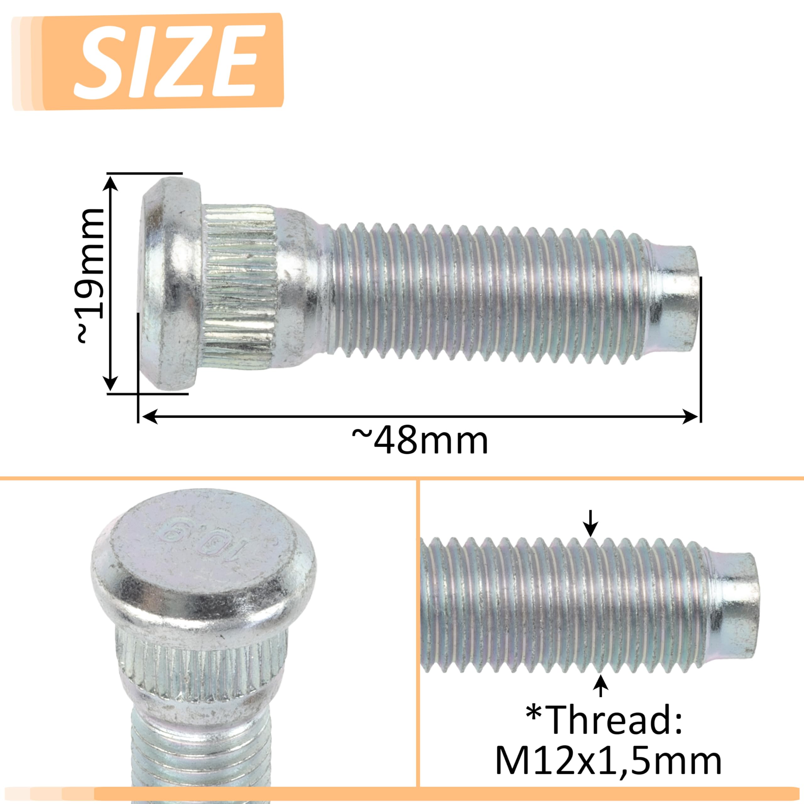 AERZETIX C77618 2x Bulloni ruota M12x1.5 compatibile OE 90942-02070 90942-02017 90942-02037 90942-02049