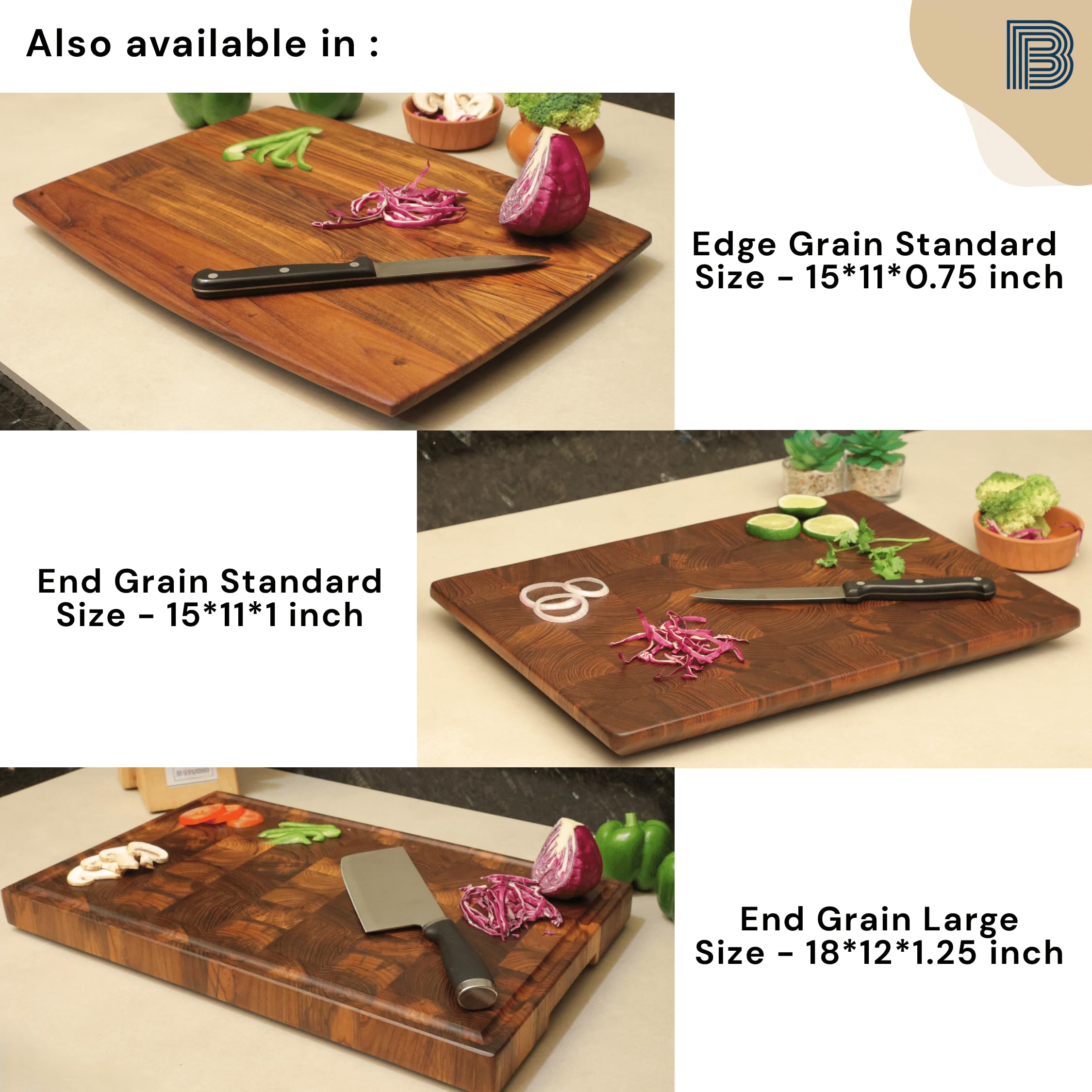 Buy B Studio by SR® End Grain Chopping Board | Teakwood Board