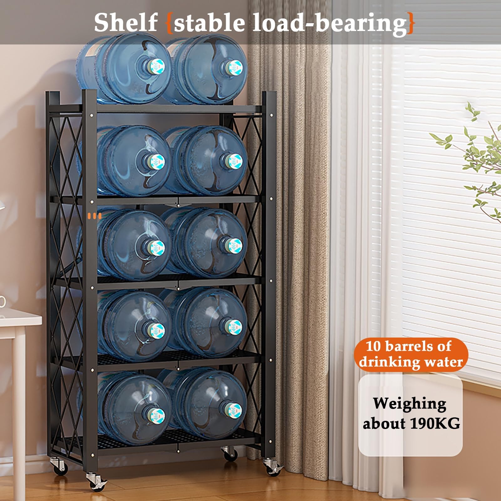 Scaffali pieghevoli – Scaffale in metallo a 4/5 ripiani su ruote per cucina, garage, dispensa, soluzione versatile e pieghevole