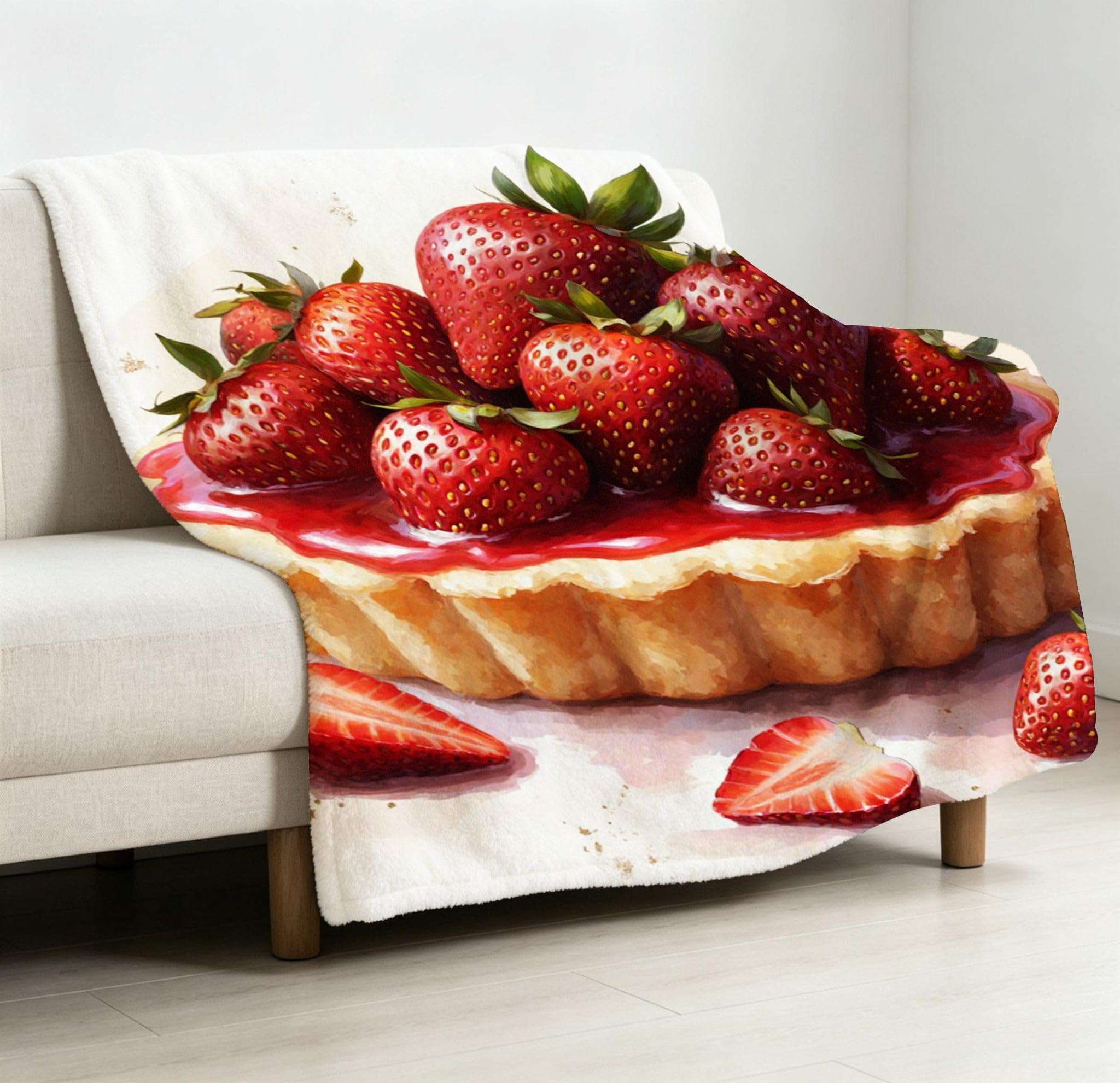 Coperta Pile Matrimoniale 240x260 cm Fragola Rossa, Coperta XXL Super Morbida Multiuso Come Copriletto o Plaid da Salotto, Calda e Leggera, Protezione dal Freddo, AW1422