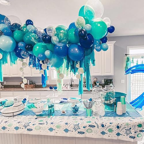 Miniatura 9 de Kit de arco de guirnalda de globos azules, arco de globos de 5, 10, 12, 18 pulgadas, arco de globos azul rey pastal azul turquesa con globos de