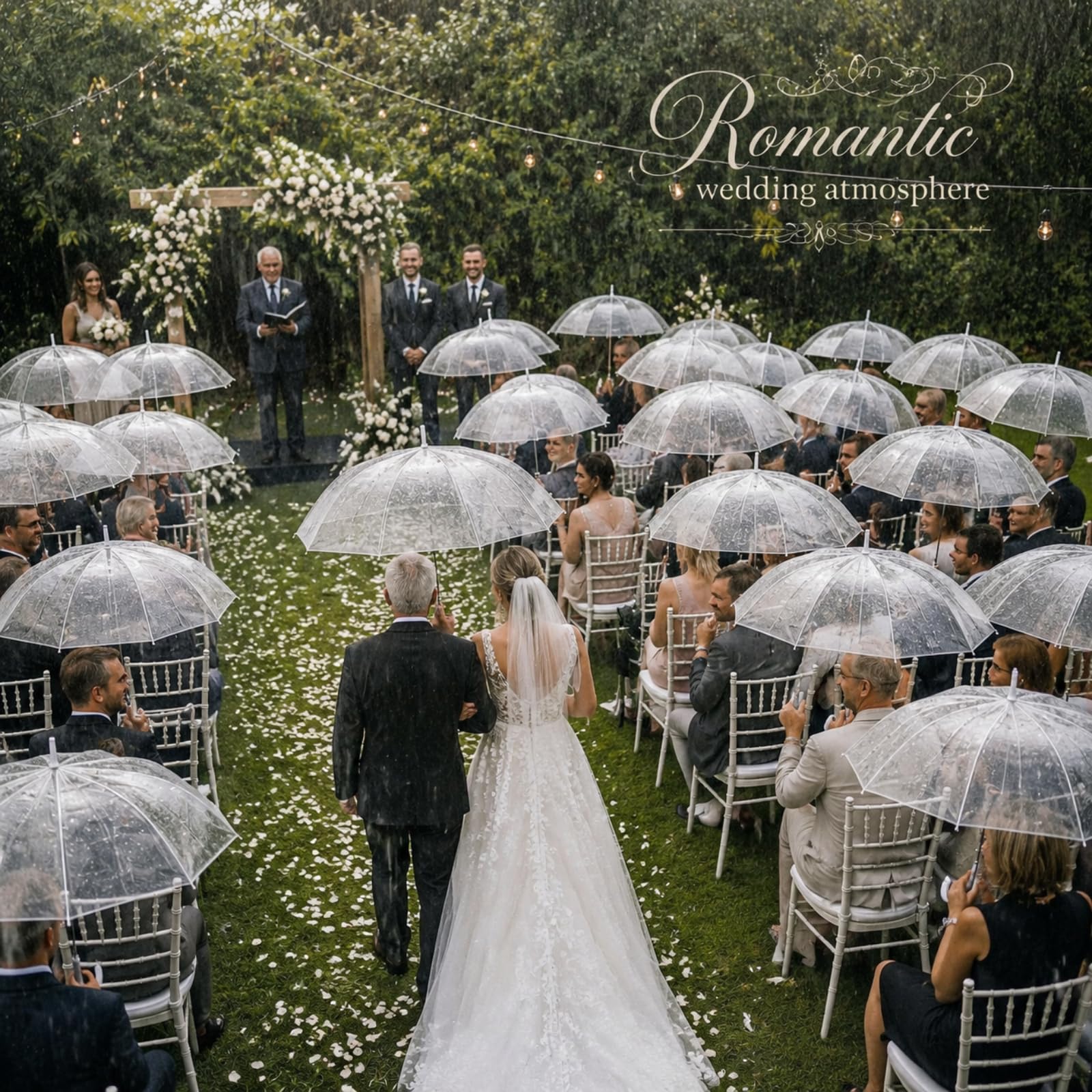 Hestya 12 Stück Transparenter Hochzeitsschirm & Durchsichtige Regenschirm | 102 cm Transparenter Regenschirm Hochzeit für Braut, Brautjungfern - Hochzeitsfotos & Leichter Foto & Dekoschirm