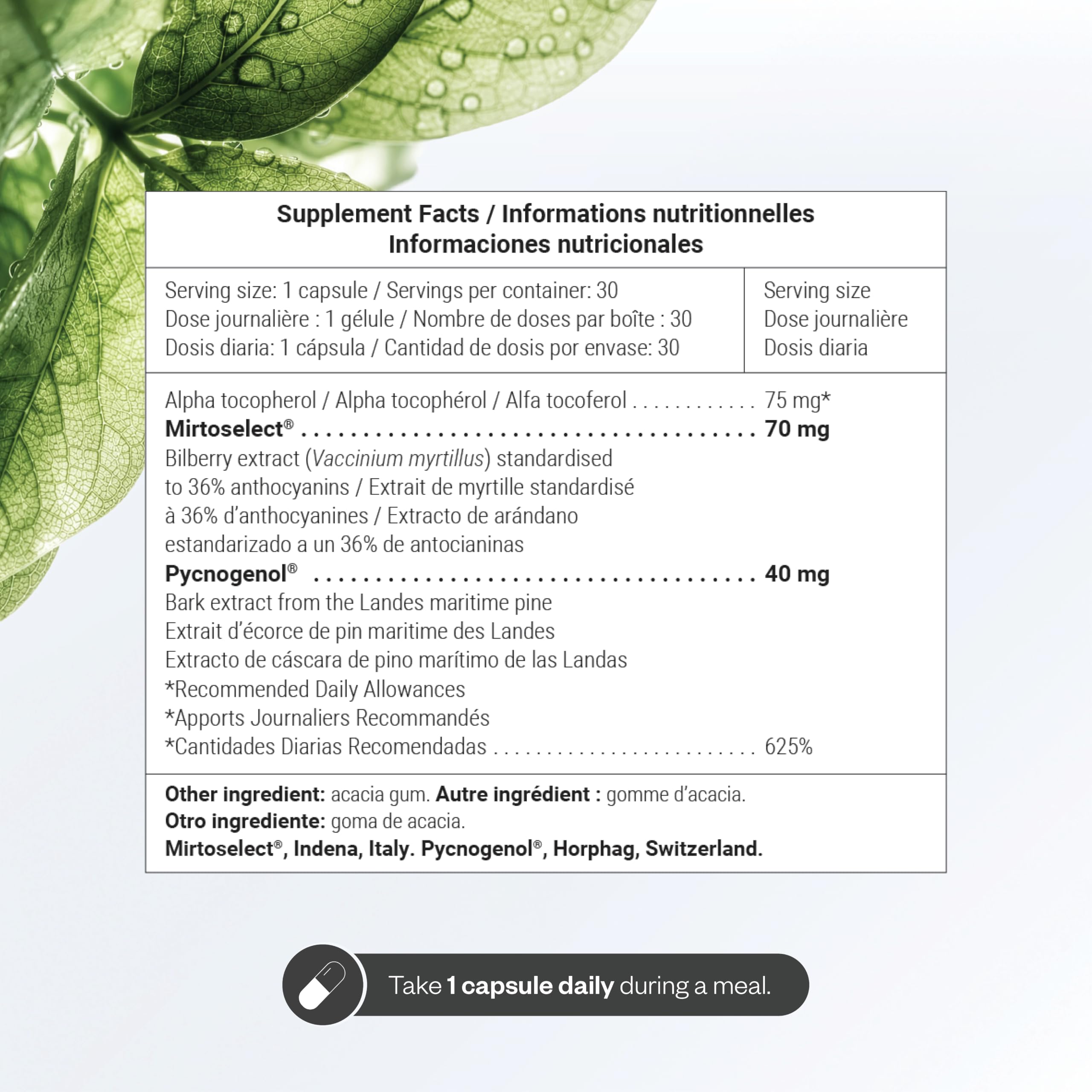 SuperSmart - Eye Pressure Control (Patented Ingredients) - with Mirtoselect Bilberry Extract & Pycnogenol Pine Bark Extract - Eyes Supplement | Non-GMO & Gluten Free - 30 Vegetarian Capsules — Amazon image 4