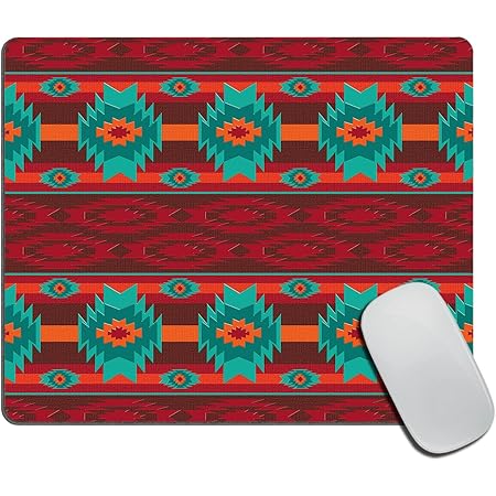 Southwestern Navajo Pattern Retro Style Dark Redolive Green Design Mousepad Non Slip Rubber Gaming Mouse Pad Rectangle Mouse Pads for Computers Laptop 9.5"x7.9"x0.12" Inch