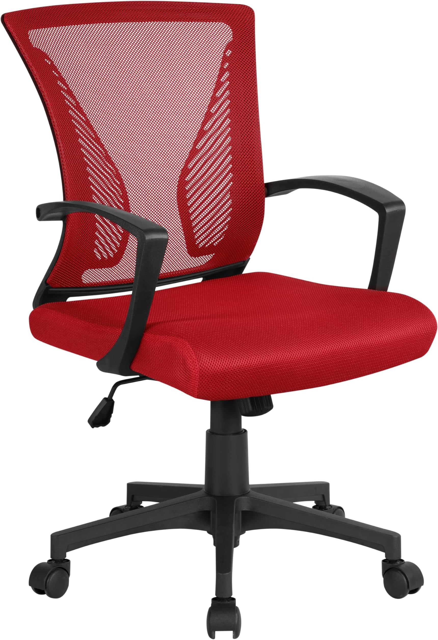 Yaheetech Ergonomic Office Task Chair Adjustable Mesh Computer Swivel Chair with Back Support and Height Adjustable for Home Study Red